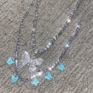 ICED OUT ❄️💎 2 pc Rhinestone butterfly necklace